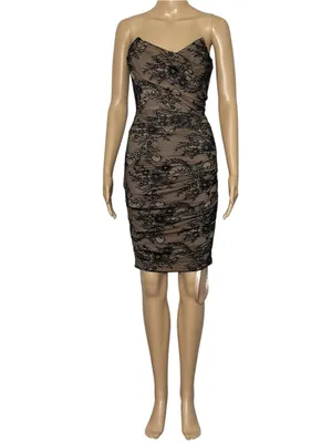 HOUSE OF CB Amaya Embroidered Lace Corset Strapless Dress, Black, XS thumbnail 4