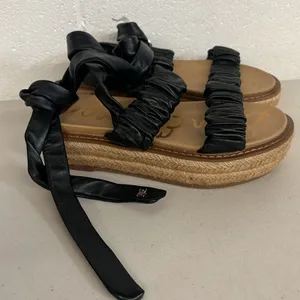 New Sam Edelman sz5.5 sandals black brown Kerin stretchy platform shoe thumbnail 2