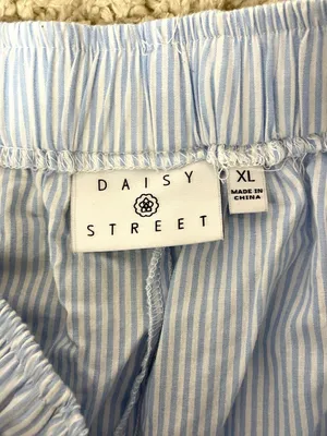 Daisy Street Women's Light Blue Striped Wide-Leg Trousers thumbnail 6