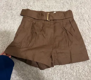 brown shorts with belt thumbnail 1