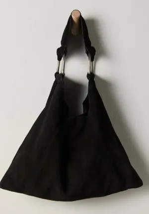 NWT Free People Bobbi Slouch Suede Tote In Black $98 MSRP 100% Leather No refunds returns or cancellations thumbnail 4