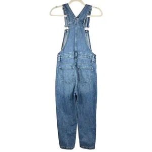 Madewell‎ Straight-Leg Jean Overalls XXS Hickory Wash Faded Denim Cropped Length thumbnail 2