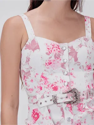 For Love & Lemons Weston Floral Denim Mini Dress thumbnail 2