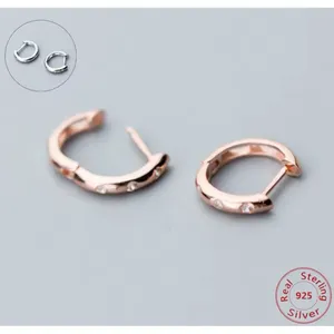 NEW Unisex 14k Rose Gold S925 Huggie Hoop U Shape‎ Simulated Diamond Earrings thumbnail 3