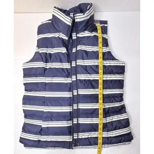 Lands End Women Sz M Blue Striped 600 Goose Down Puffer Vest Sailor Nautical New thumbnail 3