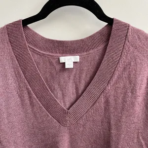 J. Jill Womens V-Neck Pullover‎ Sweater Plum Purple Heathered Cotton Blend 2X thumbnail 2