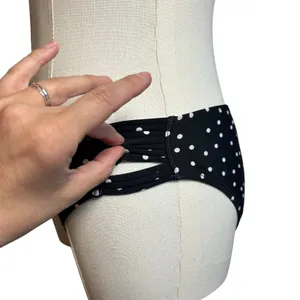 Black White Strappy Side Bikini Bottom Swim Medium Coquette Minimalist Y2K thumbnail 11