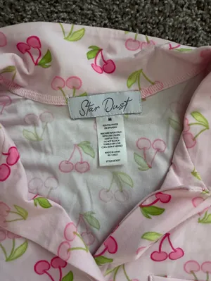 NWT Star Dust two piece short sleeve shorts cherry pajama set size medium thumbnail 5