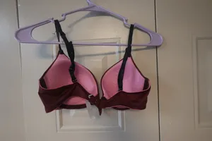 PINK Victoria's Secret push-up push up plain basic bra in burgundy red size 34C. thumbnail 4
