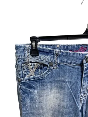 Rock & Roll Cowgirl Y2K Boyfriend Fit Cropped Jeans Blue Size 28 Summer Coastal thumbnail 10