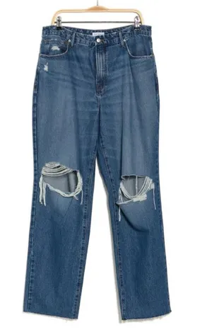 Good American Good 90's Loose Jean Distressed Indigo Size 16 thumbnail 1
