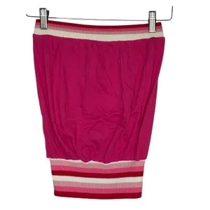 Lucca Couture Tube Top Womens S Pink Striped‎ Strapless Y2K Cotton Ribbed Trim Festival thumbnail 4