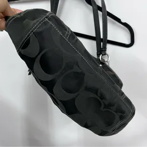 Coach Black Iridescent Textured Shoulder purse signature Bag thumbnail 6