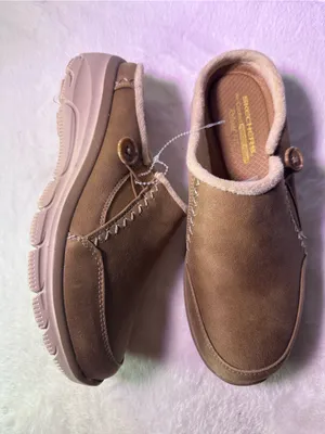 Skechers Women's Slip-On Mule in Tan with Button Accent thumbnail 4