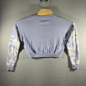 3227 | Hollister Psychedelic Floral Swirl Cropped Sweater Lavender Women S thumbnail 2
