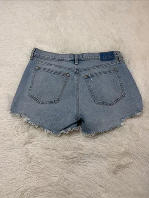 Abercrombie & Fitch Light Blue Distressed Denim Mom Shorts thumbnail 4