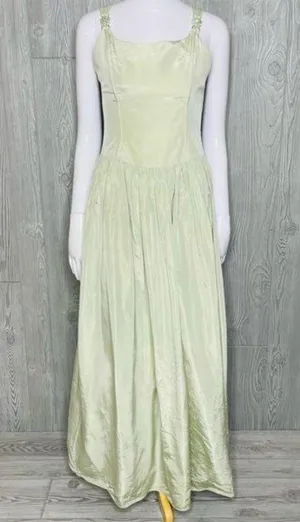 Jessica McClintock gunne sax light green jeweled tanktop fit & flair silky dress thumbnail 2