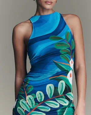 Farm Rio Tropical Garden Print Ruched Maxi Dress, Size M thumbnail 4
