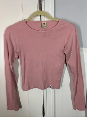 Lucy & Yak Women's Pink Ribbed Long-Sleeve Crewneck Top thumbnail 5