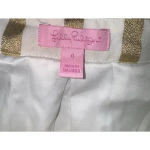 Lilly‎ Pulitzer Kylie White Gold Stripe Skirt Size 0 Party Wedding Glam Textured thumbnail 5