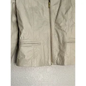 Zorro Patagonico Women cream ‎ Soft Leather Lined moto jacket M thumbnail 3