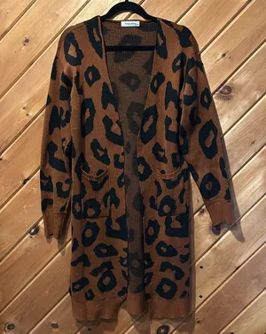 Angashion Leopard black & brown loose fit long outerwear sweater thumbnail 6