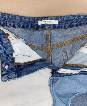 Two-Tone High Waisted Jean Shorts thumbnail 4