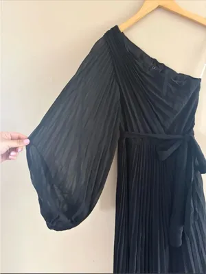 Lulus Divine Charm Black Pleated One-Shoulder Maxi Dress Size Large NWT Formal thumbnail 9