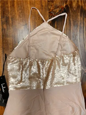 Lulus The Best Part Matte Gold Sequin Maxi Dress Size Medium thumbnail 10
