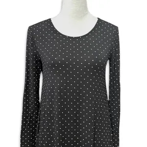 Old Navy A-Line Dress Polka Dot Print Long Sleeves Knee Length Black Women's S thumbnail 2