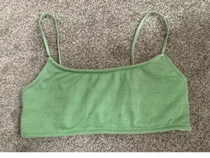 Triangl Mica Sparkle Lime Green Bikini Top, sz large thumbnail 1