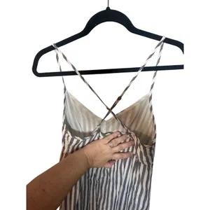 Antibes‎ Blanc Blue White Striped 100% Linen Midi Dress Womens Size 6 V-Neck thumbnail 5