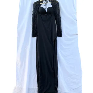 Oh Polly | San Marino Beaded Embellished Side Split Maxi Dress In Black Size 6 thumbnail 6