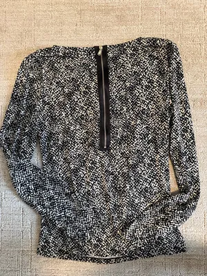 Ann Taylor black/cream knit top sz S thumbnail 4