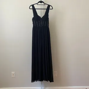 H&M‎ Moody Goth MobWife Corset Ruched Maxi Dress 8 Black Evening Gown Formal thumbnail 4