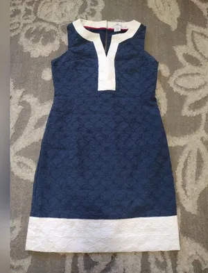 Vineyard Vines Navy and White Sleeveless Dress thumbnail 1