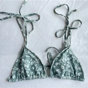 Abercrombie Green Floral Bikini Top thumbnail 1
