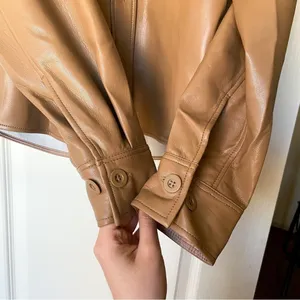 Aritzia Jacket Pelli Hip Shirt‎ Shacket Vegan-Leather Button-Down Saville XS NWT thumbnail 2