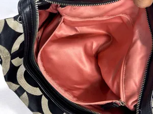Coach Kristin 16779 Op Art Signature Y2K Satchel Black Khaki Leather Bag thumbnail 15