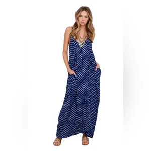 NWT Lulu’s Wander‎ West Navy Blue Southwest Print Maxi Dress Sz XS/S thumbnail 2