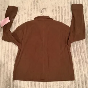 Avec Les Filles NWT Brown‎ Corduroy Utility Shacket Jacket Button Front Small thumbnail 2