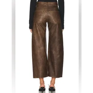 Free People We The Free Brown Faux Leather Misha Wide Leg Barrel Pants Sz.26 thumbnail 5