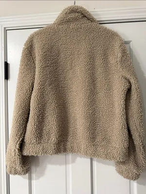 MOD ON TREND Teddy Sherpa Zip-Up Jacket - Beige Lined Pockets Size M thumbnail 6