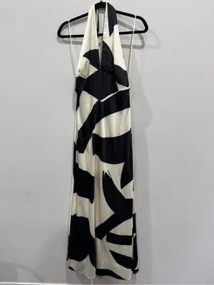 Anthropologie Bardot Citron Halter Dress in Black & Ivory Size 6 NWT thumbnail 4