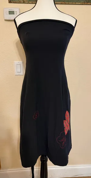 VTG Renuar Chic Strapless Peekaboo Florals Grunge Glam Gothic Whimsygoth dress thumbnail 1