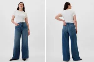 Gap High Rise Wide Leg Jeans Womens Size 10 30R Dark Wash NWT thumbnail 2