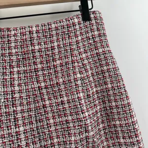 Ronny Kobo Skirt SZ Medium Loretta Tweed Mini Red Navy Gold Front Zip Lined thumbnail 12