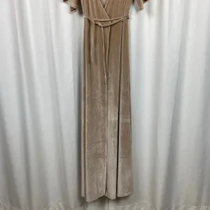 Baltic Born Beige Velvet Meghan Short Flutter Sleeve Wrap Maxi Dress Sz.XL thumbnail 9