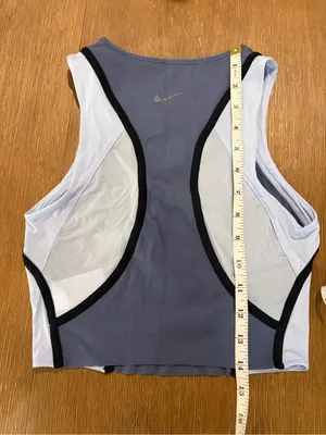Nike Yoga Dri-FIT Crop Tank Top Blue Gray White Black Trim Athletic XS thumbnail 5