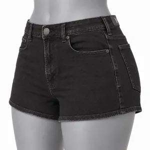 American Eagle Hi-Rise Shortie Black Denim Cutoff Shorts thumbnail 2